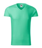 t-shirt męski v-neck slim fit, nadruk bezpośredni – miętowy (95)